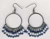 Multy Row Blue,White Beaded Earring - click here for large view