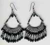 Multy Row Black Beaded Filigree Earring - click here for large view