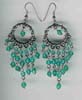 Seven Row Green  Beaded Filigree Earring - click here for large view