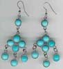 Three Row Turq Beaded Earring - click here for large view