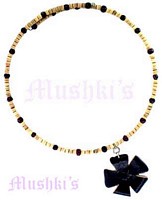 Single Row Leather Flower Coil Choker - click here for large view