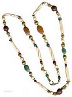 Multi Bone Agate Long Necklace - click here for large view