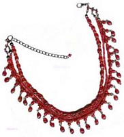 Three Row Coral Beaded Necklace - click here for large view