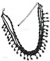 Three Row Jet  Beaded Necklace - click here for large view