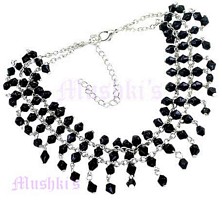 Two Row Black Beaded Necklace - click here for large view