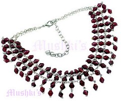 Two Row Red Beaded Necklace - click here for large view