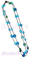 Two Row Turq Glass Necklace - click here for large view