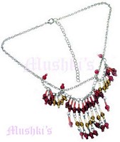 Coral,Topaz Beaded Necklace - click here for large view