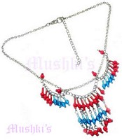 Red,Turq Beaded Necklace - click here for large view