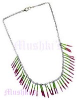 Peridot,Red Beaded Necklace - click here for large view