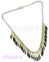 Yellow,Black Beaded Necklace - click here for large view