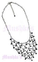 Black Net Beaded Necklace - click here for large view