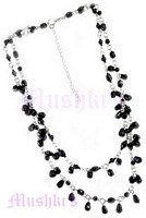 Two Row Black Beaded Necklace - click here for large view