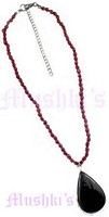Coral Beaded Pendant Necklace - click here for large view