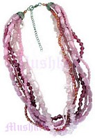 Multy Row Pink Beaded Necklace - click here for large view