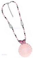 Pink,Red Beaded Necklace - click here for large view