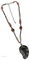Brown Beaded Pendant Necklace - click here for large view