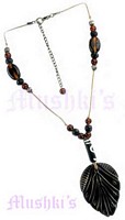 Brown Beaded Pendant Necklace - click here for large view