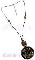 Brown Beaded Pendant Necklace - click here for large view