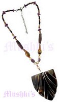 Brown Beaded Pendant Necklace - click here for large view