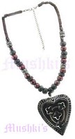 Brown Beaded Pendant Necklace - click here for large view