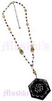 Brown Beaded Pendant Necklace - click here for large view