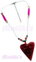 Red Beaded Pendant Necklace - click here for large view