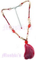 Red Beaded Pendant Necklace - click here for large view