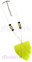 Yellow Beaded Pendant Necklace - click here for large view