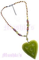 Yellow Beaded Pendant Necklace - click here for large view