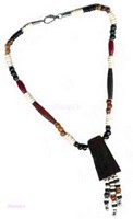 Bone Beaded Pendant Necklace - click here for large view