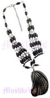 Brown Chemical Beads Pendant Necklace - click here for large view