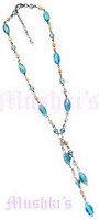 Turq Beaded Y Necklace - click here for large view