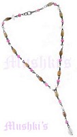 Pink Beaded Y  Necklace - click here for large view
