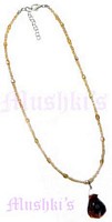 Topaz Seed Beaded Pendant Necklace - click here for large view