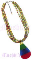 Multy Row Multy Color Pendant Necklace - click here for large view