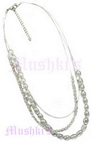 Crystal Beaded Three Row Necklace - click here for large view