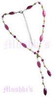 Pink Beaded Y Necklace - click here for large view