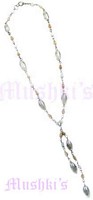 Crystal,Ivory Beaded Y Necklace - click here for large view