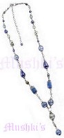 Blue Beaded Y Necklace - click here for large view