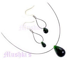 tiger tail necklace with faceted drop - click here for large view