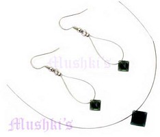 tiger tail necklace with faceted drop - click here for large view