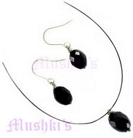 tiger tail necklace with faceted drop - click here for large view