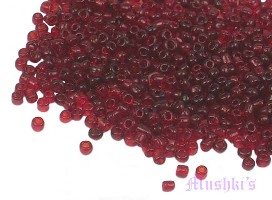 Garnet Plain Transparent Indian glass seed bead - click here for large view